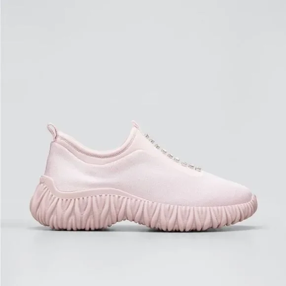 Miu Miu Crystal-Embellished Low Top Sneakers, New, Size 39.5 - Picture 15 of 15